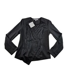 Marc New York Black Womens Wrap Front Stretch Blazer Lightweight Jacket Fashion